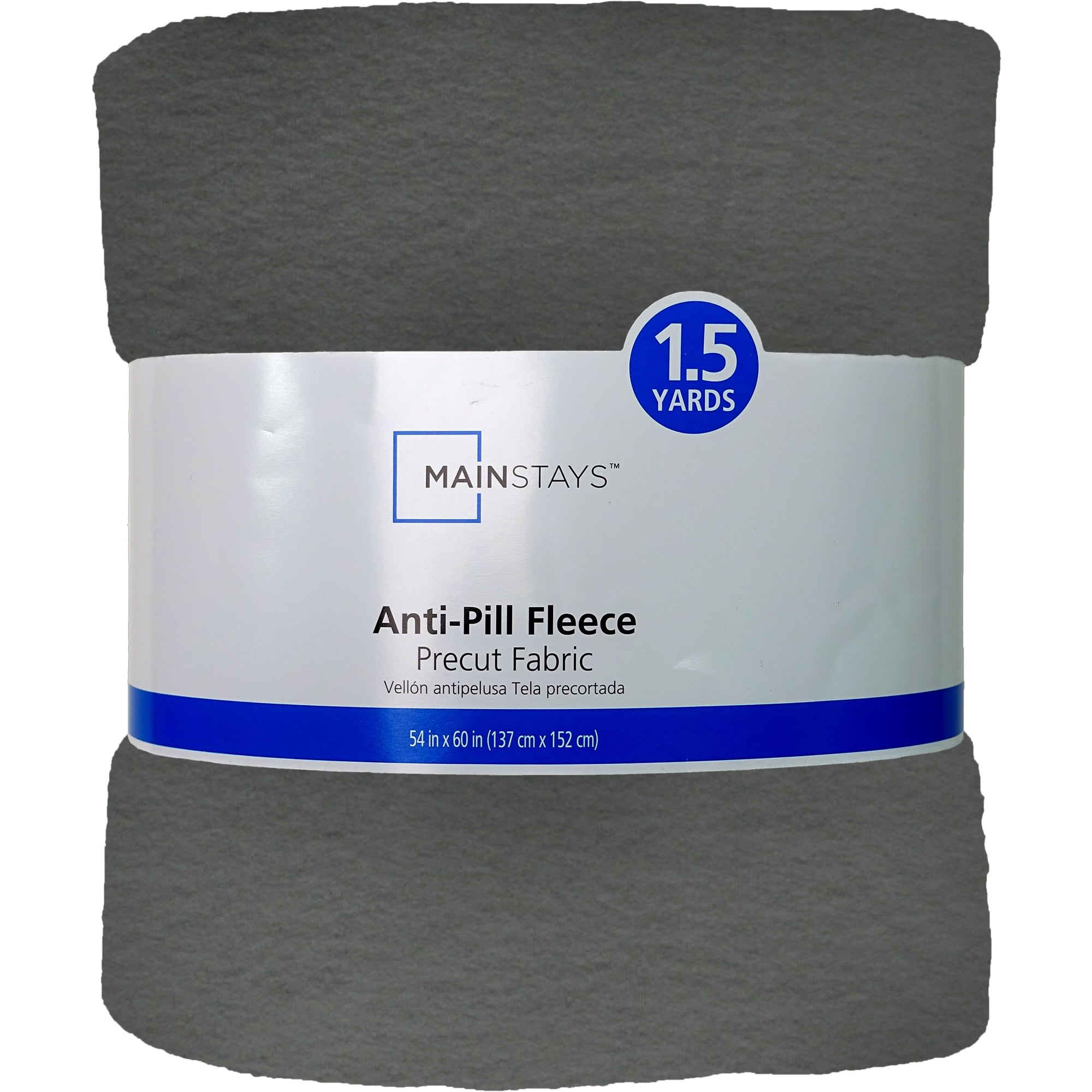 (2 pack) Mainstays 58" X 1.5 yard Lux Anti-pill Fleece Fabric Precut, Charcoal