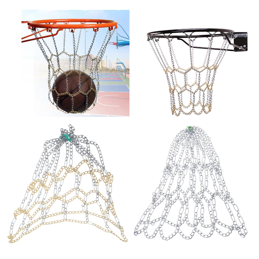 Outdoor Metal Chain Basketball Net 12 Hooks Basketball Net Hoops Easy to Install