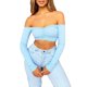 thumbnail image 4 of TRKIYQC, Top corto con hombros descubiertos, camiseta de manga larga de verano para mujer, camiseta con cuello de pico, camiseta elegante para fiesta y discoteca, ropa de calle para mujer TRKIYQC moderno, 4 of 9