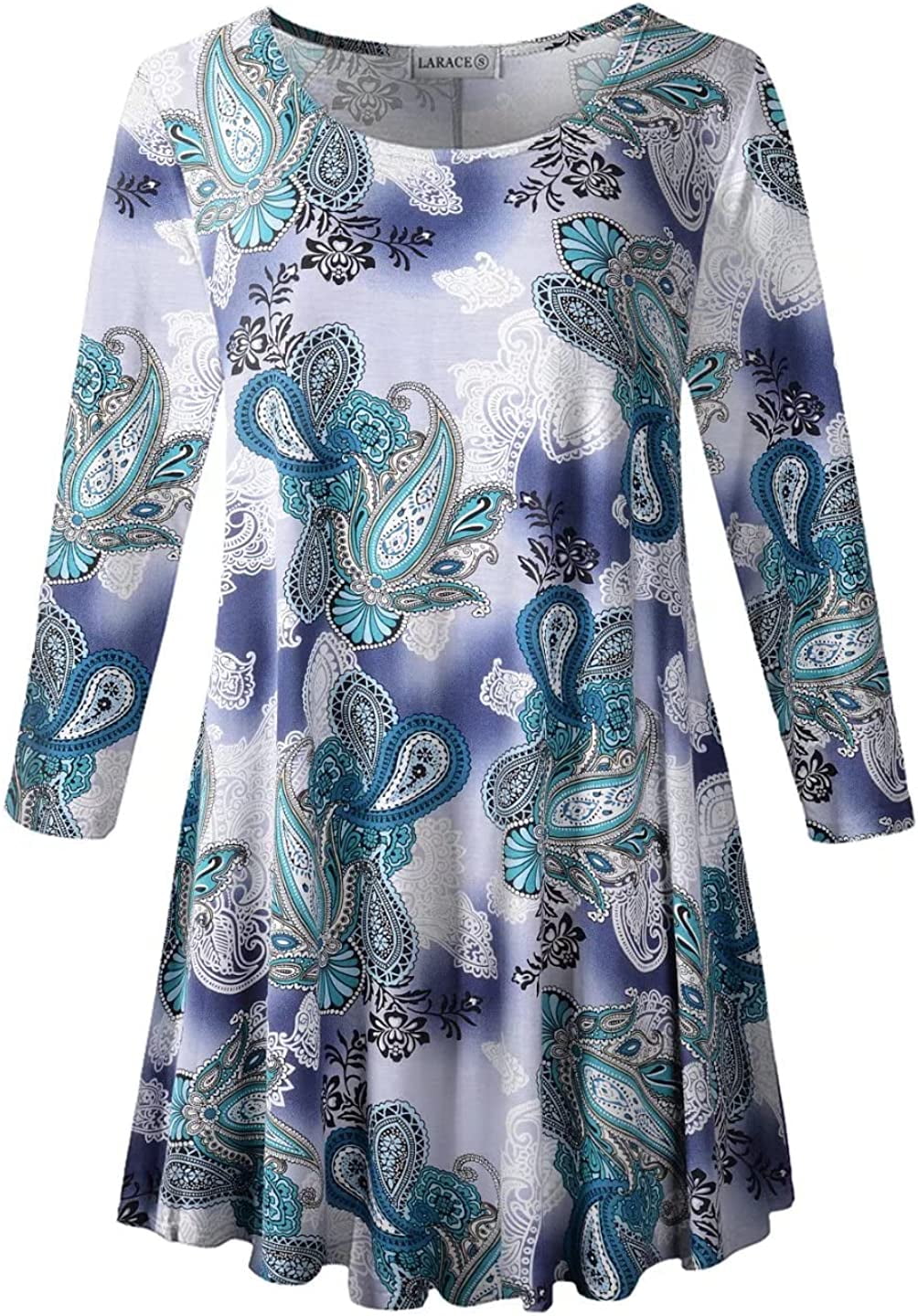 LARACE 3/4 Sleeve Shirts for Women Plus Size Tunic Dressy Top Loose Fit ...