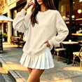 thumbnail image 7 of Crew Neck Sweatshirts Women Fall Oversized Crewneck Sweatshirt Vintage Fleece Pullover Loose Fit Cute Y2K Hoodie Khaki 3XL, 7 of 7