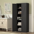thumbnail image 4 of 5-Tier Metal Kitchen Pantry Storage Cabinets with 2 Doors and 4 Adjustable Shelves,71" Black Food Cupboard for Kitchen,Dining Room, 4 of 7