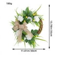 thumbnail image 3 of LSLJS Wreaths for Front Door,13.7" Floral Wreath with White Poenies and Bow,Green Leaves,Rattan Circle,Door Garland for All Seasons Outdoor, Farmhouse Wreaths for Wedding Party Wall Window Decor, 3 of 5