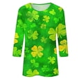 thumbnail image 5 of successthop Green Womens Plus Size Tops 3/4 Sleeve Loose St Patricks Day Round Neck Polyester Casual St. Patricks Day Blouse Tops for Irish Themed Gifts 3XL, 5 of 5