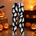 thumbnail image 2 of Domzest Halloween Mens Pajama Pants Drawstring Elastic Waisted Pumpkin Ghost Bat Graphic Pj Bottoms Wide Leg Funny Pajama Bottoms White XL, 2 of 6