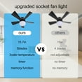 thumbnail image 6 of Socket Fan Light with Remote, 16” Screw Ceiling Fans with 3-Speeds, Dimmable LED, E26/E27 Base, Socket Fan Ceiling Fan for Garage Bathroom Bedroom Kitchen, Black Round Lamp, 6 of 9