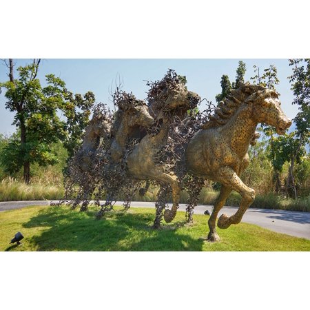 - LAMINATED POSTER Art Artwork Horses Metal Sculpture Racing Poster Print 24 x 36