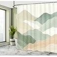 thumbnail image 2 of Ambesonne Neutral Shower Curtain, Mountains Landscape Paint, 69"Wx70"L, Beige Ecru and Green, 2 of 4