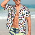 thumbnail image 5 of Lsque Colorful Numbers pattern Hawaiian Shirt for Men, Unisex Summer Beach Casual Short Sleeve Button Down Shirts-Large, 5 of 9