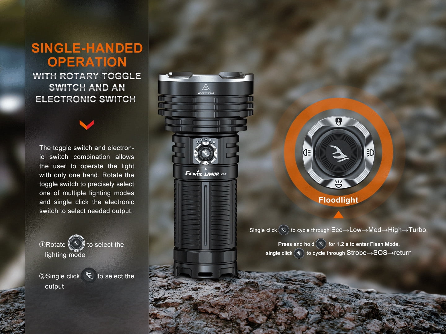 Fenix Lighting LR40R V2.0 Lithium Ion 15000 Lumens Luminus SFT70 LED, Lumileds HL2X LED Flashlight, Black
