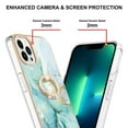 thumbnail image 3 of SaniMore for iPhone 13 Pro 6.1" 2021 Case with 360 Degree Rotating Metal Ring Shockproof TPU Backplane Marble Pattern Luxury Fashion Anti-drop Cover For iPhone 13 Pro, Green, 3 of 4