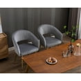 thumbnail image 3 of Guyou Modern Velvet Dining Chair Set of 2, Upholstered Accent Armchair with Hollow Back and Gold Metal Legs for Living Room Dining Room Kitchen Reception Room, Grey, 3 of 14