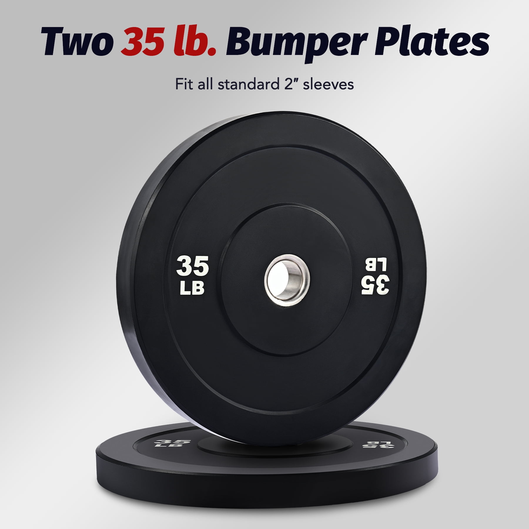 Preenex 35lb Bumper Plate Set 2" Olympic Weight Plates for Strength Training More 2 Pack