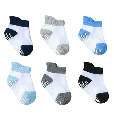 

TureClos 6 Pairs 1T - 3T Baby Cotton Socks Breathable Elastic Infant Toddler Crew Socks 1-3 Years Old