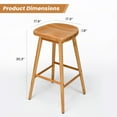 thumbnail image 2 of Farini Wood Saddle Bar Stools Set of 2, 30" Backless Barstool with Footrest for Kitchen Island, Nature, 2 of 6