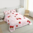 thumbnail image 3 of Castle Fairy Kawaii Red Strawberry Girl 3 Pieces Queen Comforter Set,Cartoon Bow Tie Ultra Soft Bedding Sets,Girly Pink Bow Bedding Comforter Set,Microfiber Bedroom Decor, 3 of 8