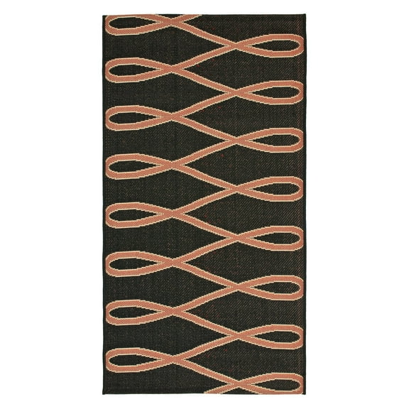 SAFAVIEH Courtyard Arielle Geometric Swirls Indoor/Outdoor Area Rug Black/Cream, 2'7" x 5'