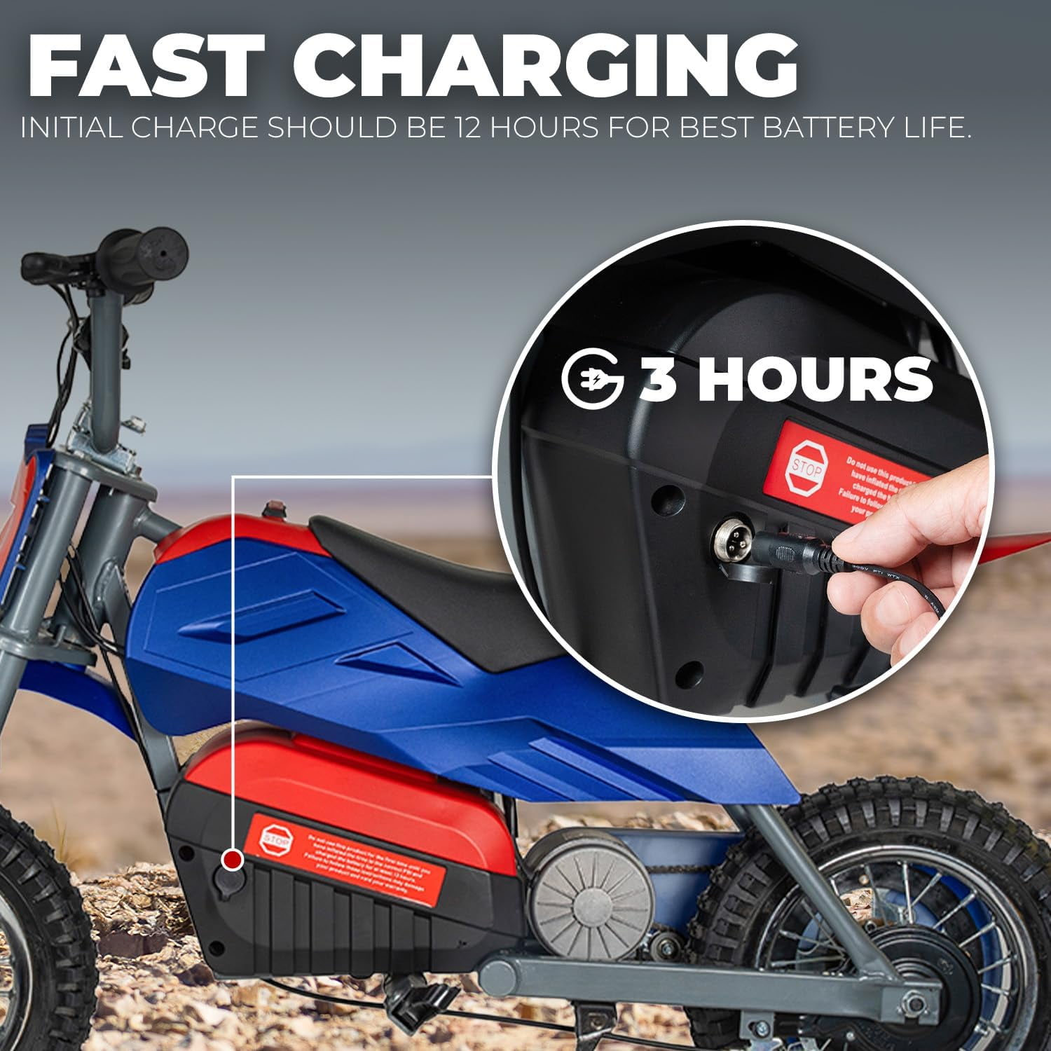 XtremepowerUS 24V 250W Electric Dirt Bike, 1-Seater Battery-Powered Ride-On Motorcycle, 14 MPH, Blue/Red