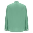 thumbnail image 6 of YOIAVAIOY Men's Cotton Linen Shirts Long Sleeve Button Down Shirt Lightweight Band Beach Shirts Mint Green XL, 6 of 7