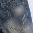 thumbnail image 6 of cllios Men Ripped Denim Shorts Zipper Elastic Slim Casual Denim Shorts Summer Distressed Wash Jeans Shorts Workout Short Pants, 6 of 8