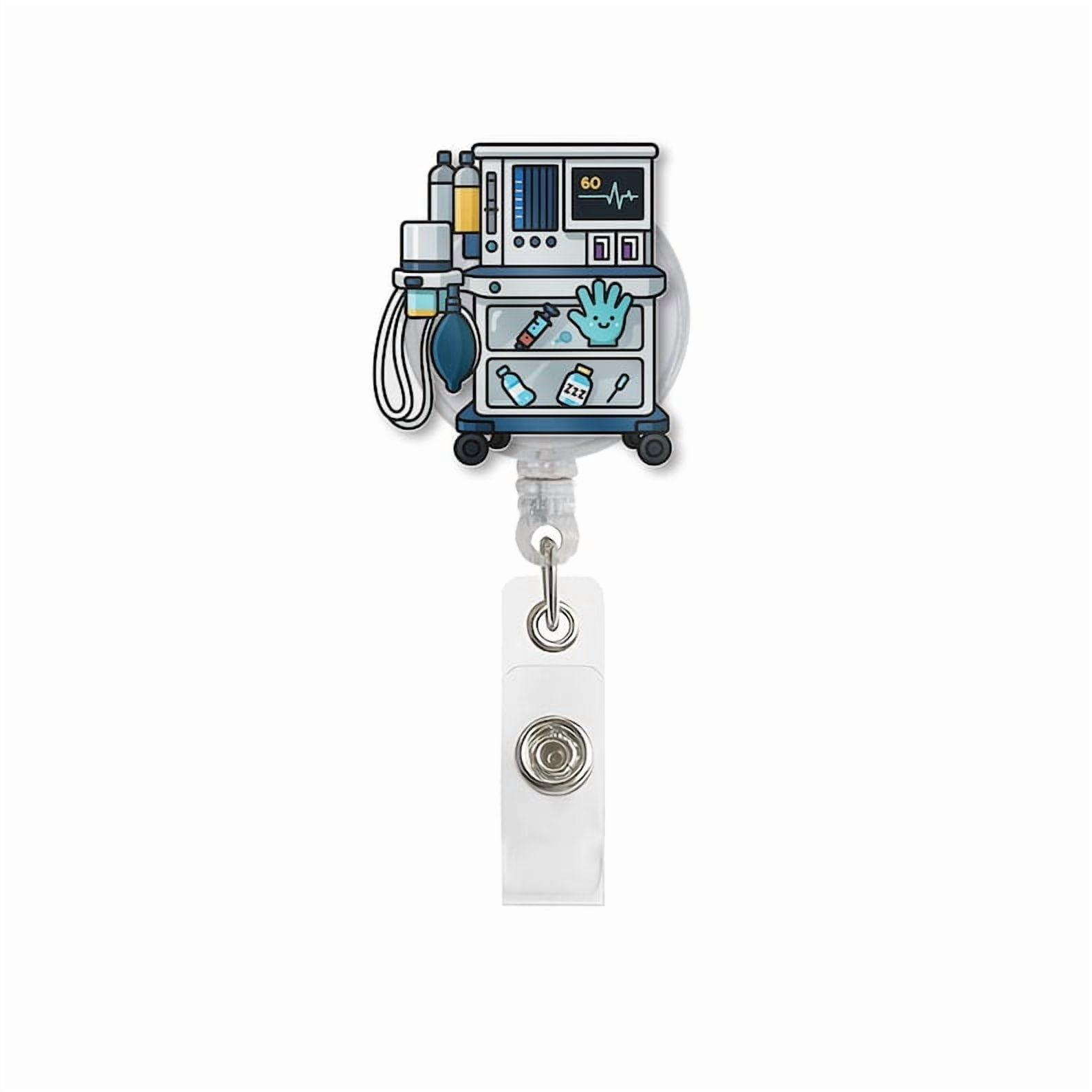 TiniDecor Anesthesia Machine Badge Reel, Retractable ID Holder, Funny Nurse Gift