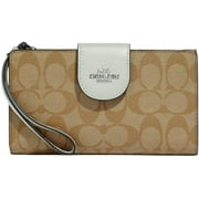 Coach Women's Large Tech Phone Wallet in Colorblock Signature Canvas (Khaki / Black)