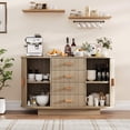 thumbnail image 2 of Studyset Sideboard Buffet Cabinet with Storage,47" Fluted Coffee Bar Cabinet Kitchen Storage Cabinet with 4 Drawers and 2 Arched Sliding Doors, Accent Cabinets Modern Wood Storage Buffet Table, 2 of 8