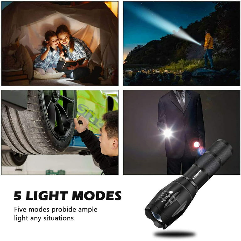 Blukar LED Flashlight Rechargeable, High Lumens Tactical Flashlight