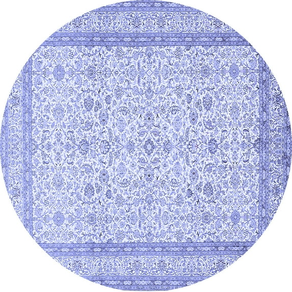 Ahgly Company Machine Washable Indoor Round Persian Blue Traditional Area Rugs, 3' Round