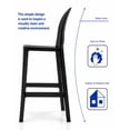 thumbnail image 5 of 2xhome Set of 4 Modern Contemporary Dining Barstools 30" Seat Height Plastic Armless Stools with Legrest, Black, 5 of 12