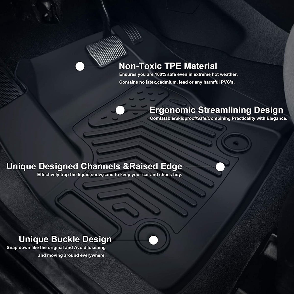 RVNI Floor Mats Liners TPE for 2018-2022 Honda Accord All-Weather Full Set