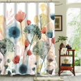thumbnail image 4 of Color Shower Curtain, Floral Shower Curtains for Bathroom, Beautiful Bright Fabric Bathroom Curtain Set with 12 Hooks, Waterproof Design, 72"×72", 4 of 6