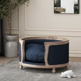 thumbnail image 2 of Noble House Moreno Fabric and Wood Frame Medium Pet Bed, Navy Blue and Antique Natural, 2 of 9