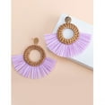 thumbnail image 3 of 2 pares de pendientes de ratán, pendientes bohemios trenzados con borlas geométricas ligeras, pendientes trenzados de hierba hechos a mano para mujer, 3 of 5