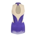 thumbnail image 4 of Sholeno Womens Sleeveless Tassel Fringe Latin Leotard Tango Chacha Bodysuit Figure Skating Dress Purple S, 4 of 5