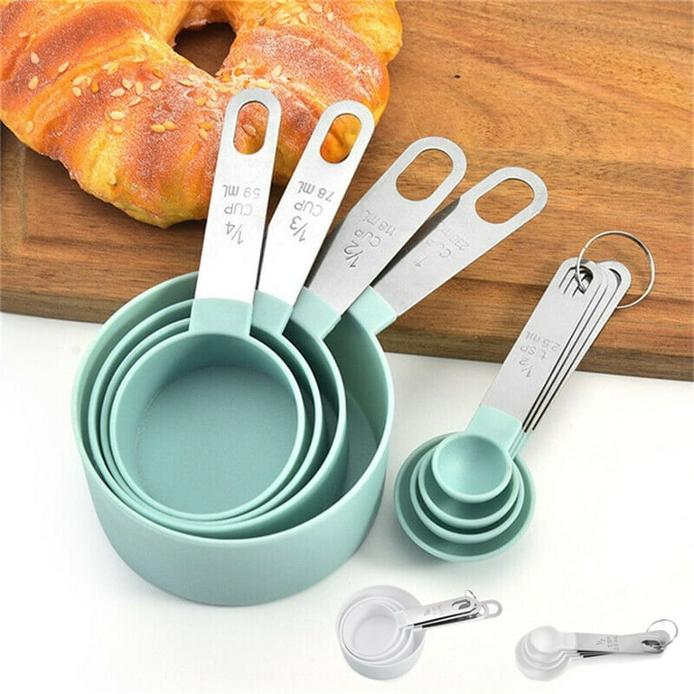 Measuring Cups and Spoons Set of 8 Nestable Plastic Ingredient Measuring  Tools with Stainless Steel Handles for Baking, 1, 1/2, 1/3, 1/4 Cup  Measuring Cups, 1, 1/2, 1/3, 1/6 Tbsp Measuring Spoons - Yahoo Shopping