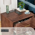 thumbnail image 5 of Alohappy Night Stand with Charging Station, Bedside Table with 2 Drawers, Mid Century Modern End Table, Bed Side Table with USB Ports and Outlets, Nightstand for Bedroom, Brown 1pc, 5 of 17