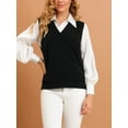 thumbnail image 5 of INSPIRE CHIC Women's Pullover Knit Sweaters Solid Color V Neck Sleeveless Sweater Vests XL Black, 5 of 7
