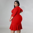 thumbnail image 3 of AURA Women V Neck Lace Ruffle Dress Casual Midi Summer Elegant Loose Fit Dress, 3 of 7
