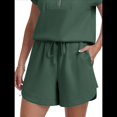 thumbnail image 3 of Pantalones Cortos Deportivos con Cordón para Mujer, de Cintura Alta, para Hacer Ejercicio en Verano, con Bolsillos. Verde Oscuro S, 3 of 7