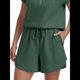 thumbnail image 3 of Pantalones Cortos Deportivos con Cordón para Mujer, de Cintura Alta, para Hacer Ejercicio en Verano, con Bolsillos. Verde Oscuro S, 3 of 7