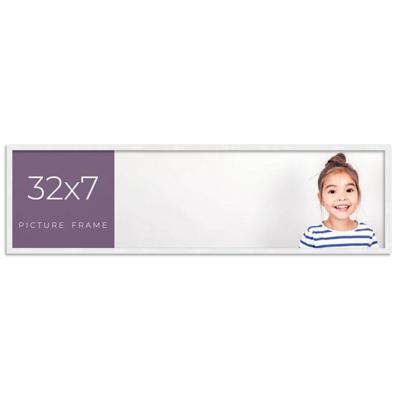32x7 Frame White Real Wood Picture Frame Width 0.75 inches | Interior Frame Depth 0.5 inches |
