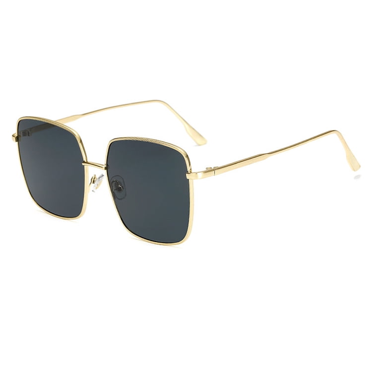 QECEPEI Retro Oversized Sunglasses for Women Square Metal  display picture 1