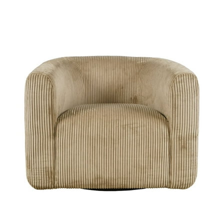 Jofran Biggs Modern Corduroy Upholstered Curved Barrel Swivel Accent Chair