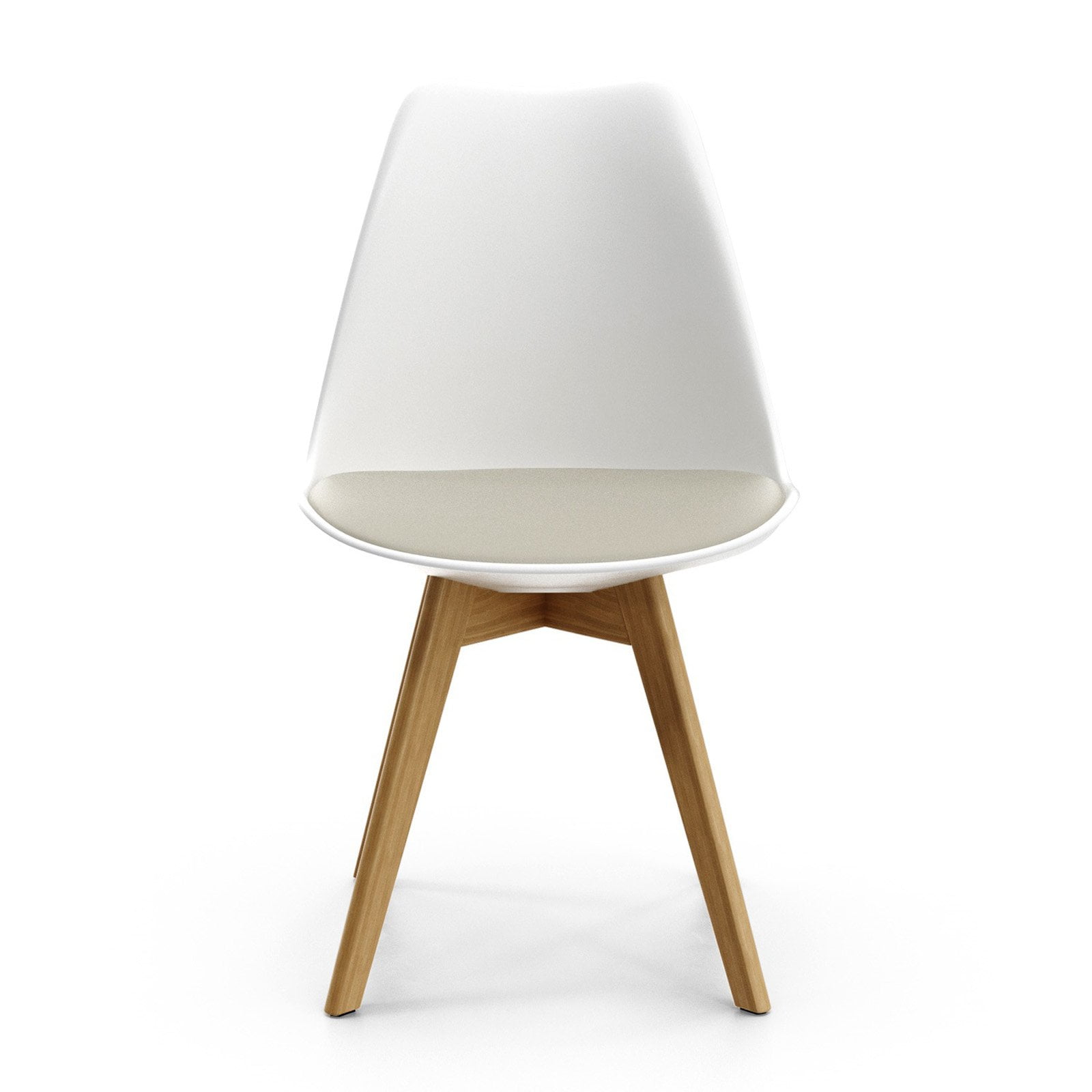 AEON Celine - Natural Legs Side Chair, White / Grey Seat