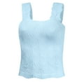 thumbnail image 4 of IWEMEK Casual Tops for Women Solid Blue Fashion Tees Floral Knitted Slim Tank Tops Breathable Sleeveless Tshirts, 4 of 7
