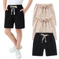 thumbnail image 2 of YunPes 3 Pack Boys Mesh Athletic Shorts Kids Youth Basketball Shorts Cotton Linen Active Quick Dry Gym Sports French Terry Short, 2 of 4