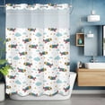 thumbnail image 6 of No Hook Shower Curtains with Snap-in Liner Set, Turquoise Airplane Waterproof Hotel Style Bathroom Shower Curtain, Modern Art Cartoon Aircraft Clouds Breathable Mesh Top Bath Curtains 72''x84'', 6 of 9