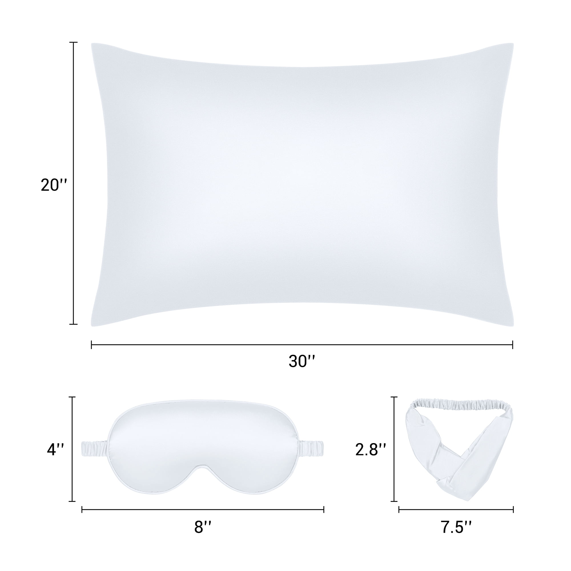Unique Bargains Pillow Case with Envelope Pillowcases with Eye Mask, Hair Band White
