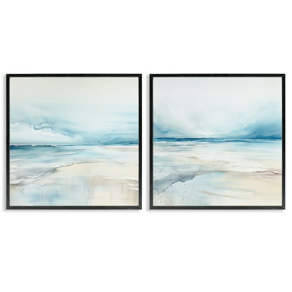 Stupell Industries Ocean Tide Abstraction Nautical & Beach Painting Black Framed Art Print Wall Art, 12 x 12, Set of 2